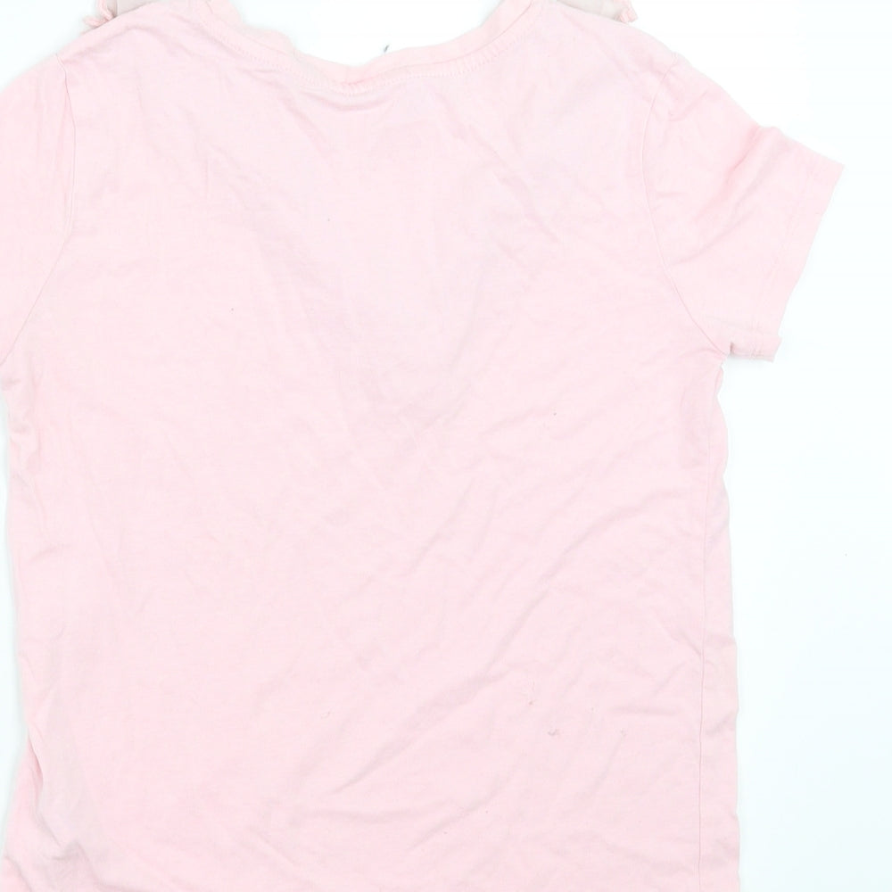 F&F Girls Pink Basic T-Shirt Size 10-11 Years - Ruffle detail