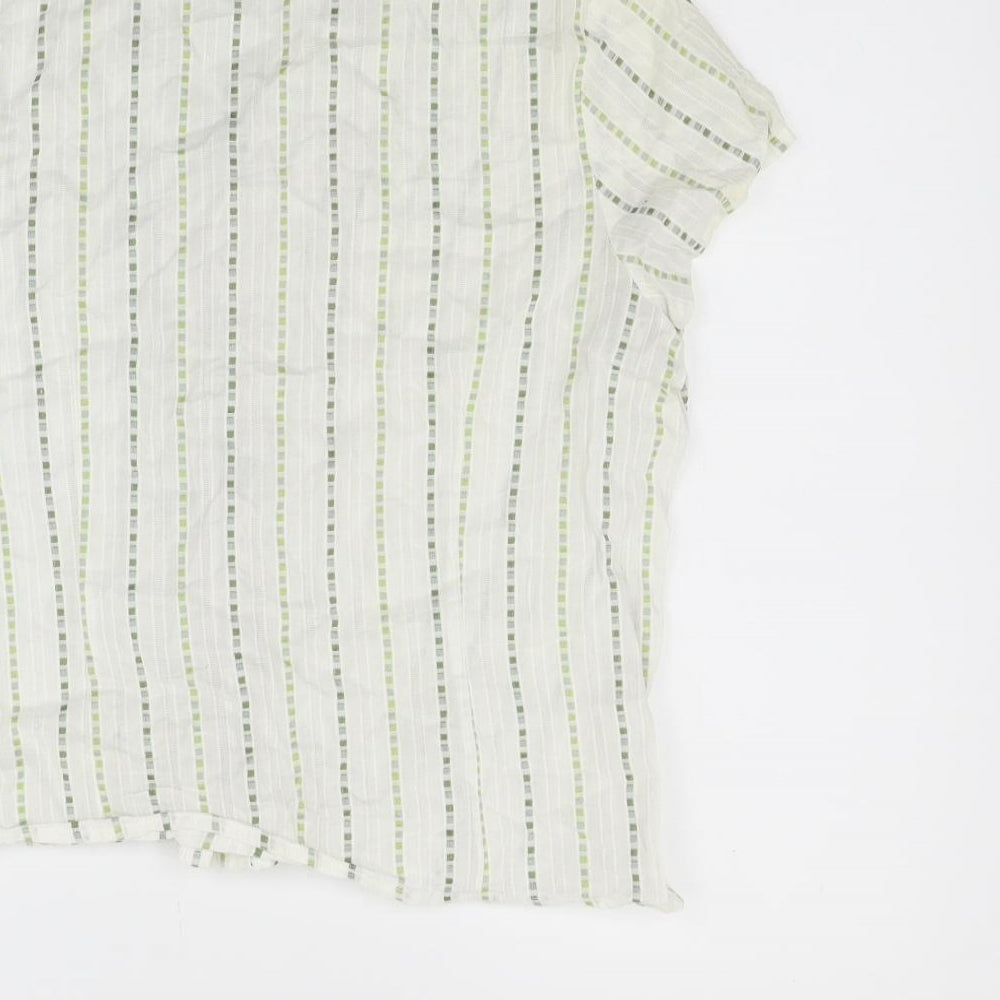 Alex & Co Womens White Striped Basic Button-Up Size 18