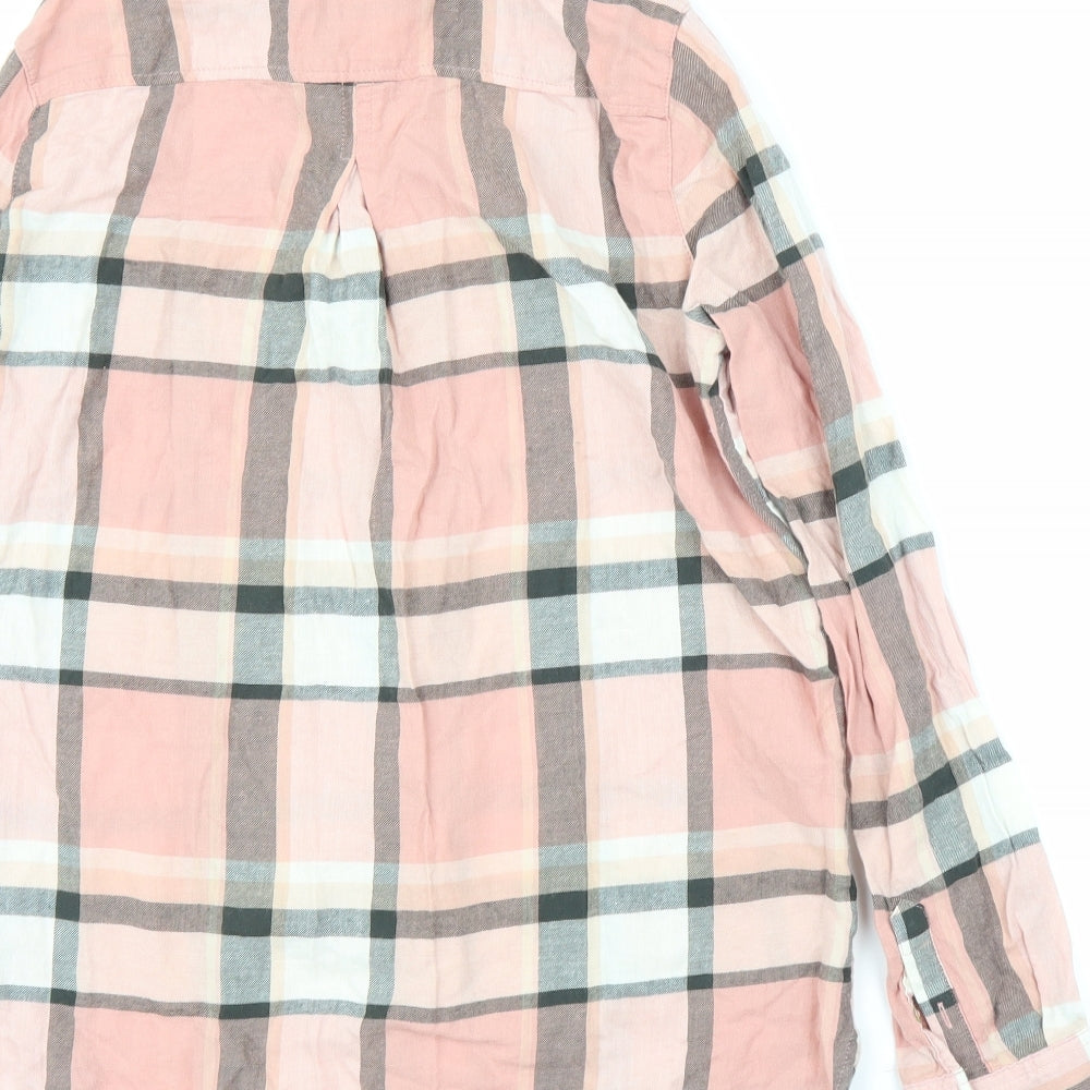 H&M Womens Pink Plaid Basic Button-Up Size 4