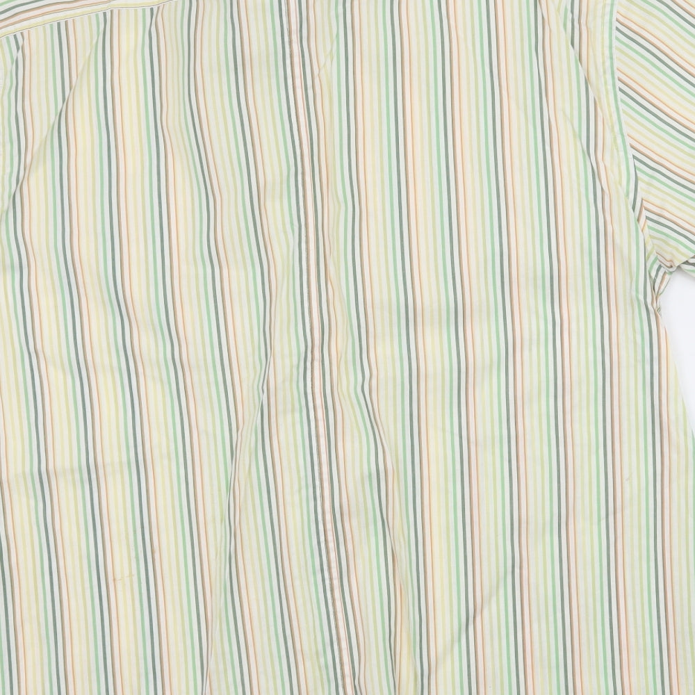Easy Mens Yellow Striped Button-Up Size M