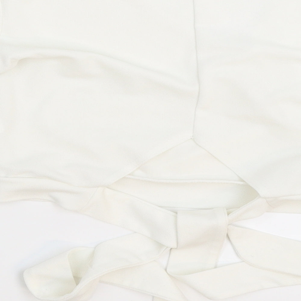Premier Glam Womens White Cropped Blouse Size 10
