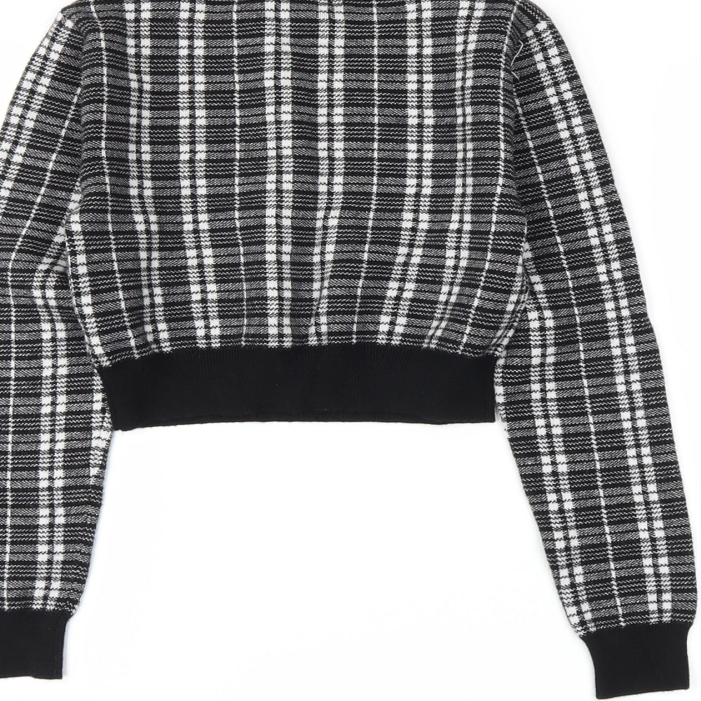 Primark Womens Black Plaid Pullover Jumper Size 2XS