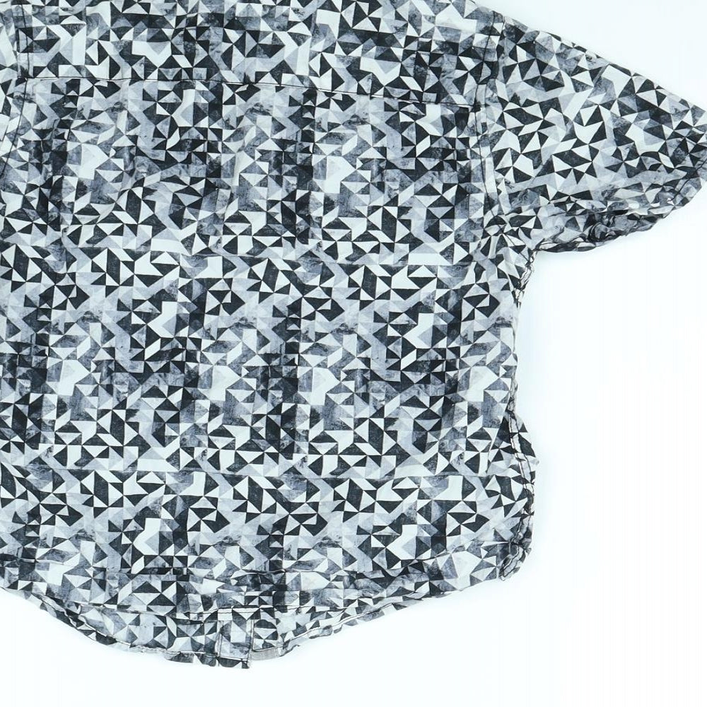 NEXT Boys Grey Geometric Basic Button-Up Size 7 Years