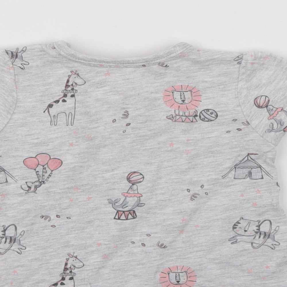 George Baby Grey Animal Print Basic T-Shirt Size 0-3 Months