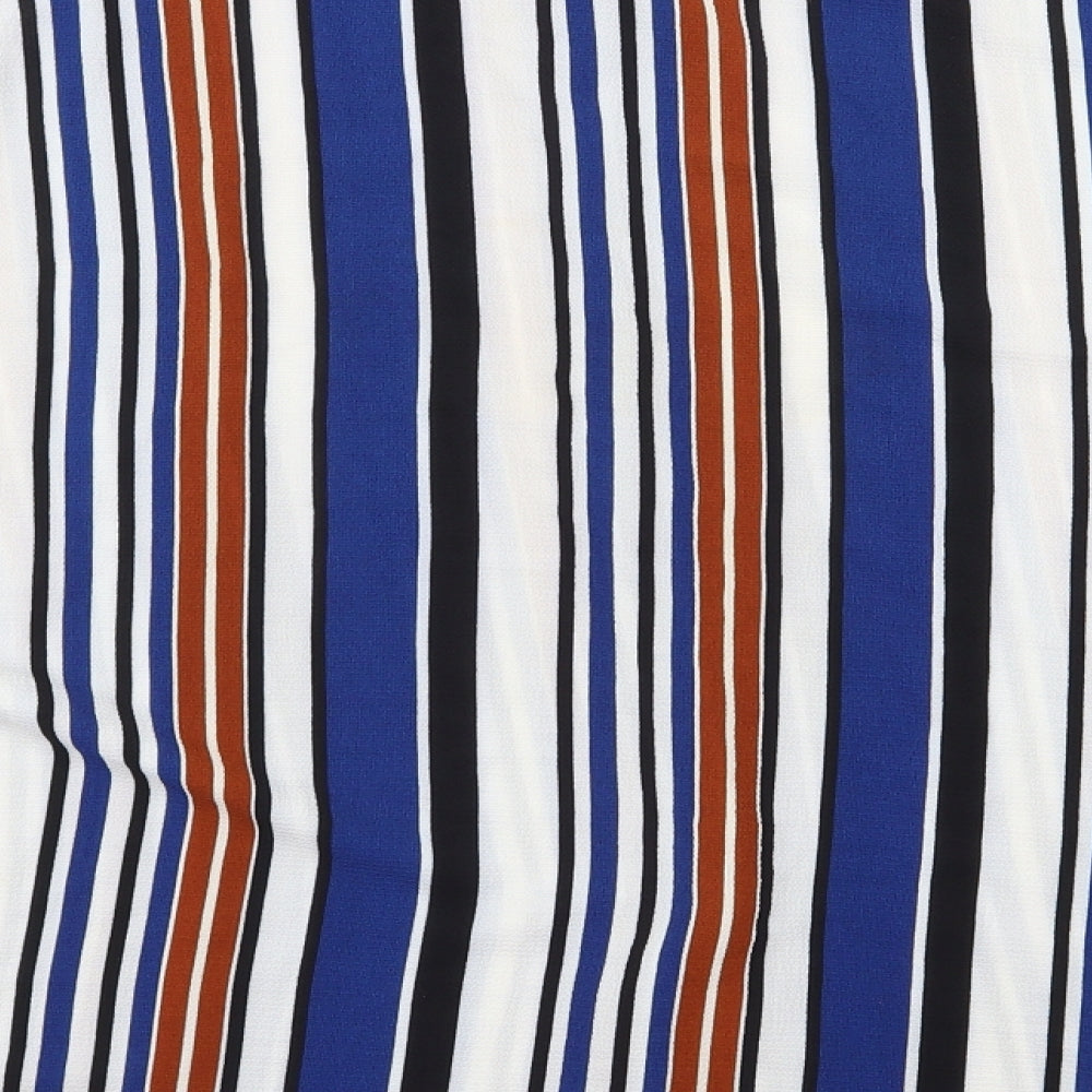 New Look Womens Blue Striped Basic Button-Up Size 14