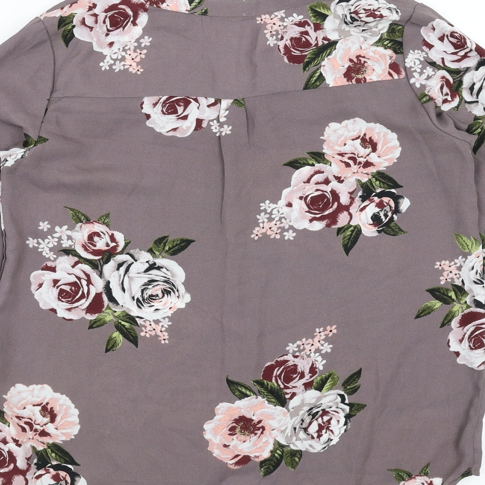 Apricot Womens Purple Floral Basic Blouse Size 8