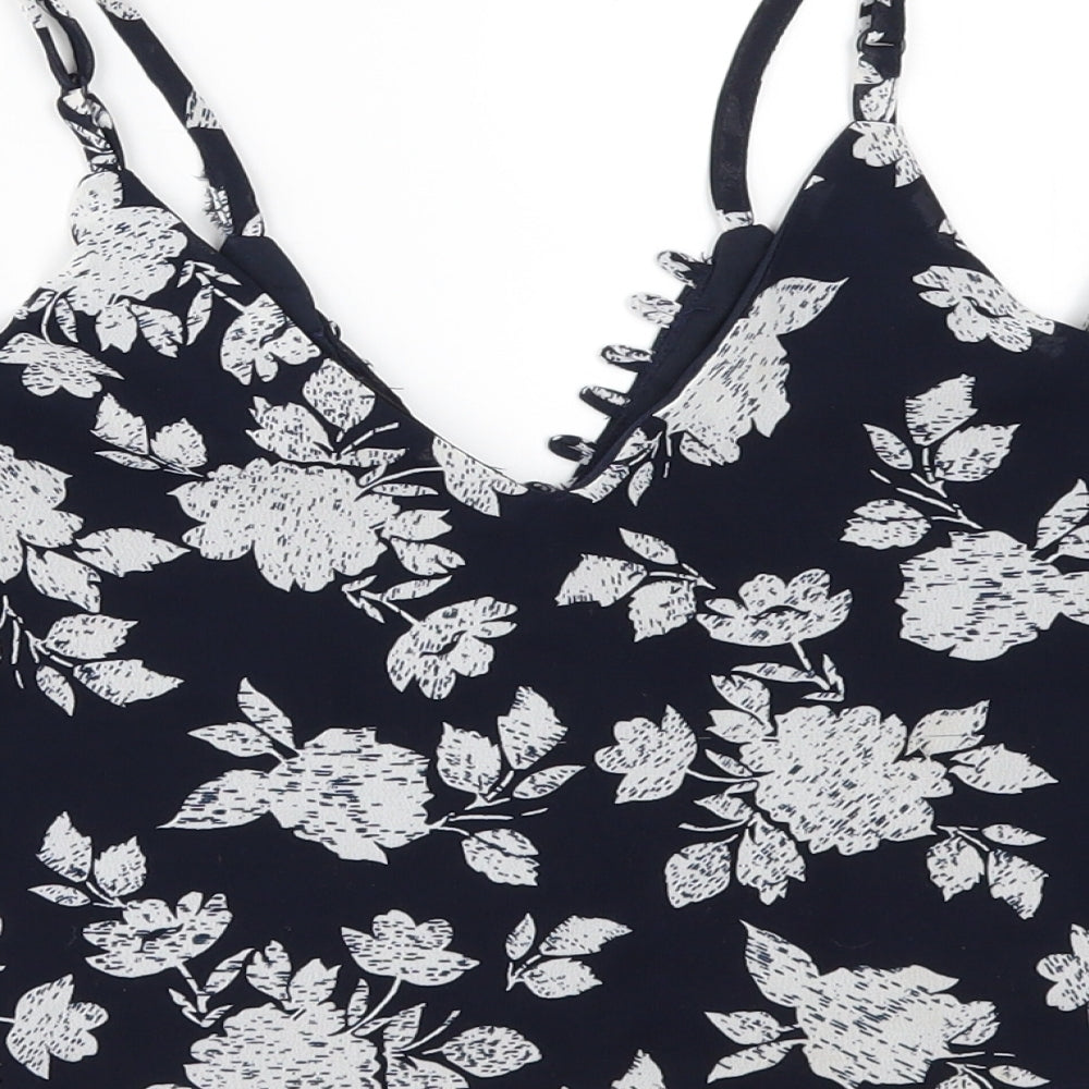 Missguided Womens Blue Floral Cropped Blouse Size 8 - COLD SHOULDER
