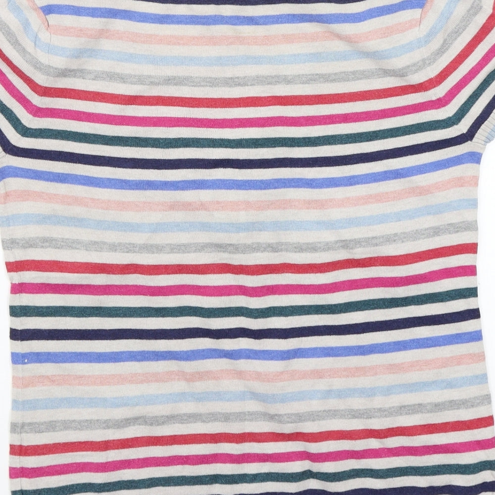 Topshop Womens Grey Striped Basic T-Shirt Size 8