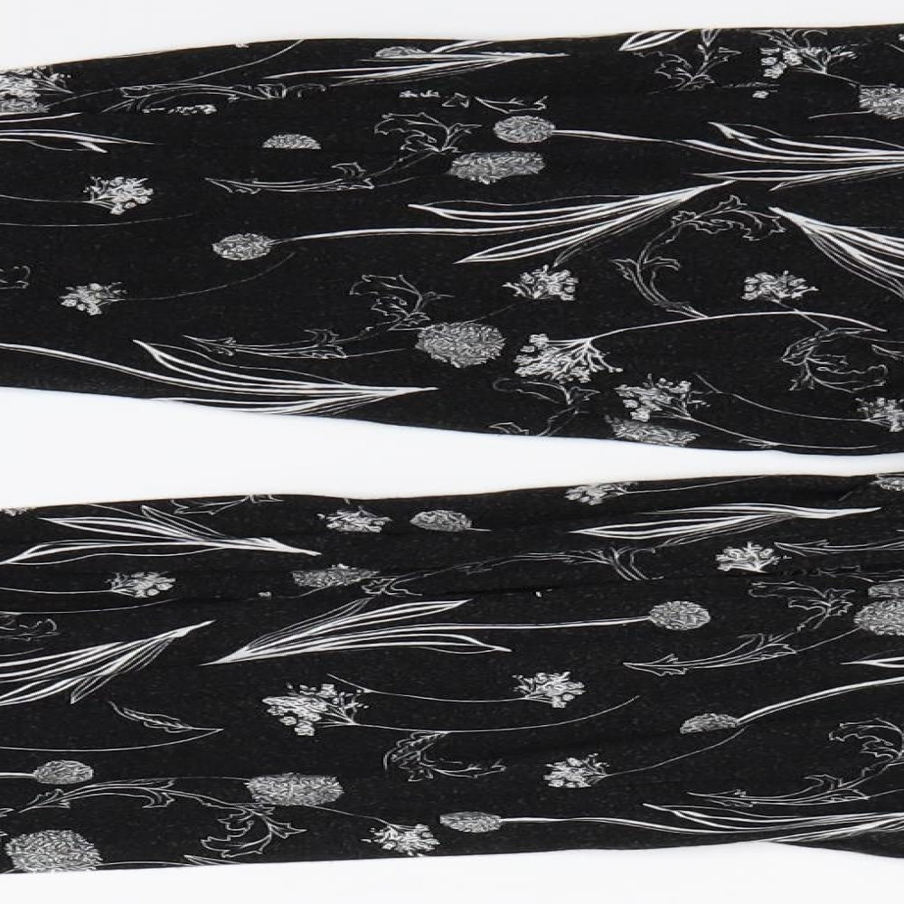 Preworn Womens Black Floral Jogger Trousers Size 14 L24 in