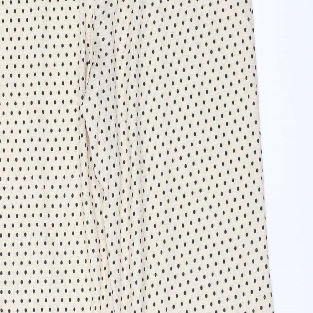 ASOS Womens Ivory Polka Dot Trousers Size 8 L31 in - Split down side