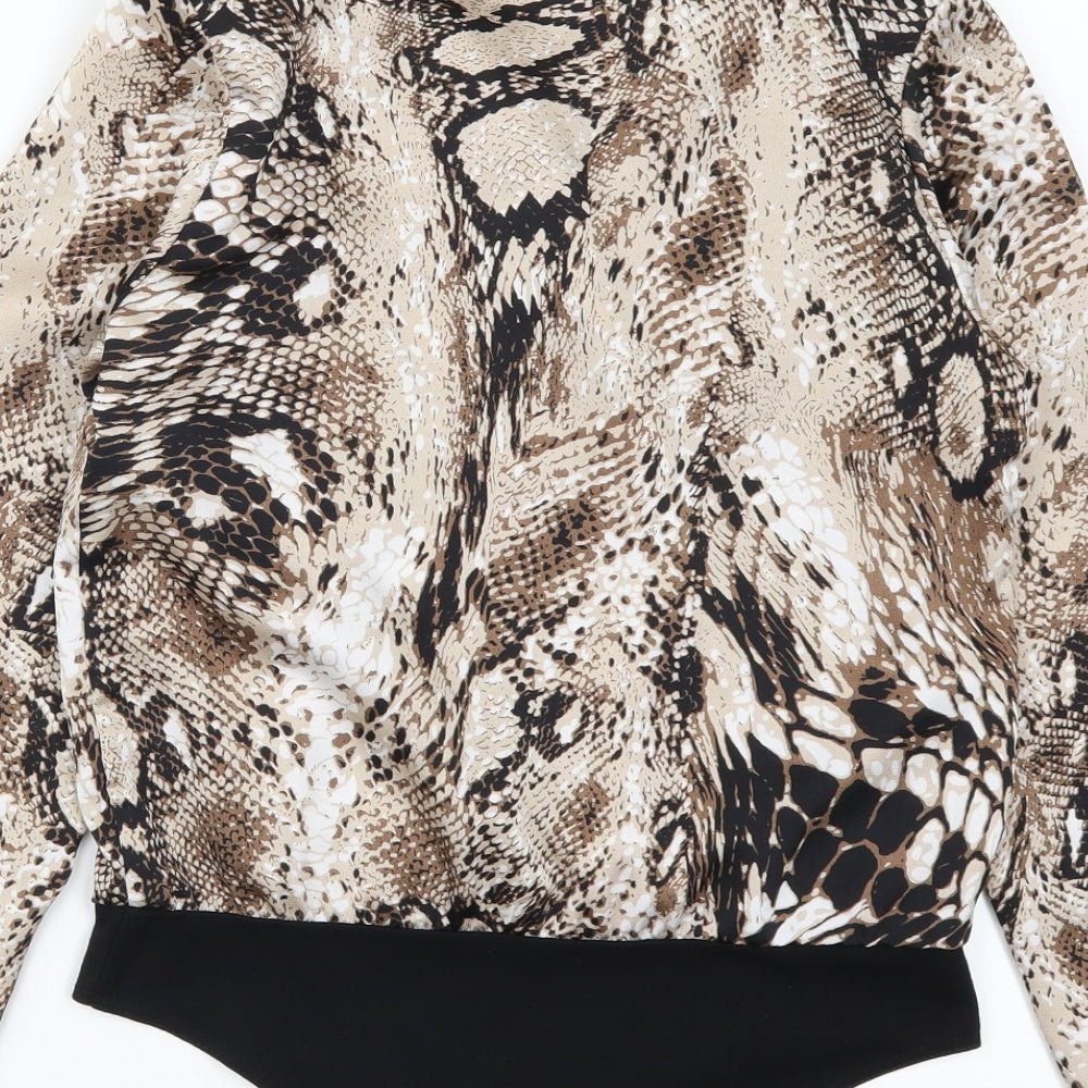 Quiz Womens Brown Animal Print Bodysuit One-Piece Size 10