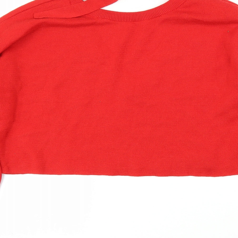 Primark Womens Red Pullover Jumper Size 6 - Keyhole neck, Cropped