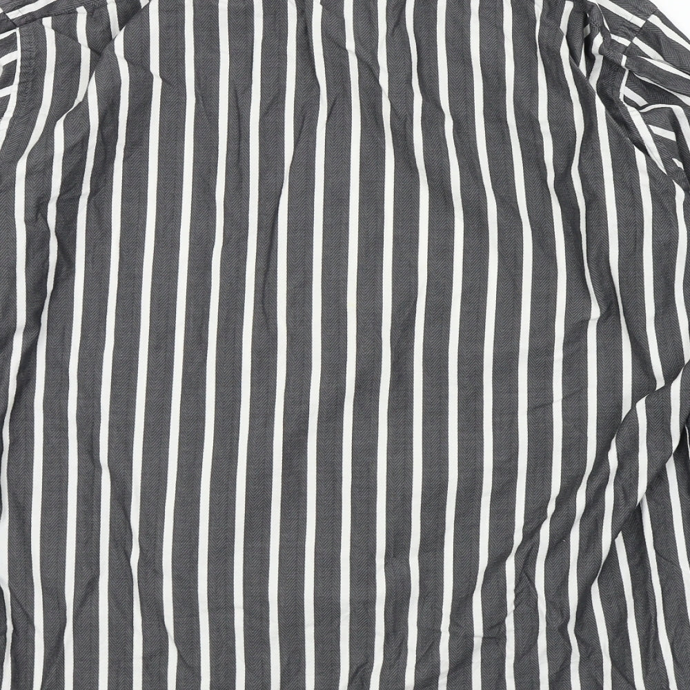 M&S Mens Grey Striped Button-Up Size 44