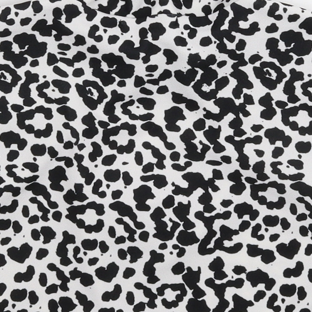PRETTYLITTLETHING Womens White Animal Print Cropped T-Shirt Size 8