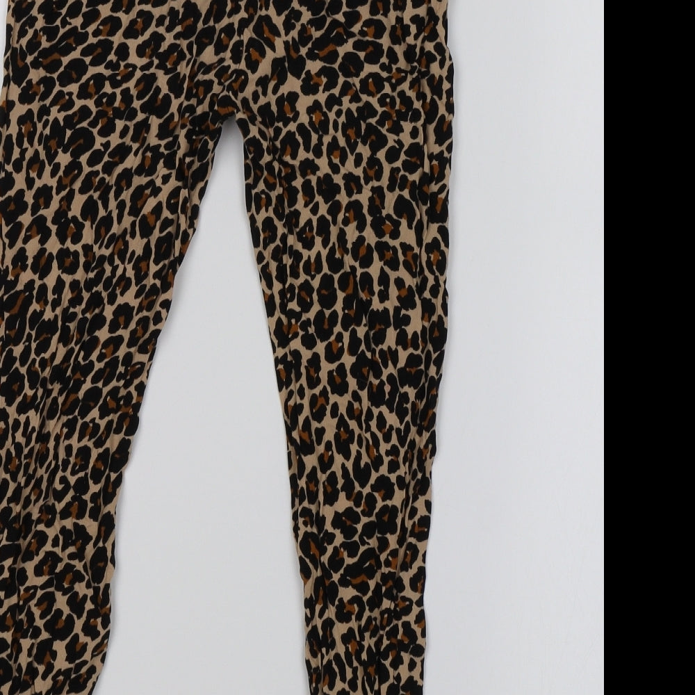 Primark Girls Brown Animal Print Harem Trousers Size 7-8 Years