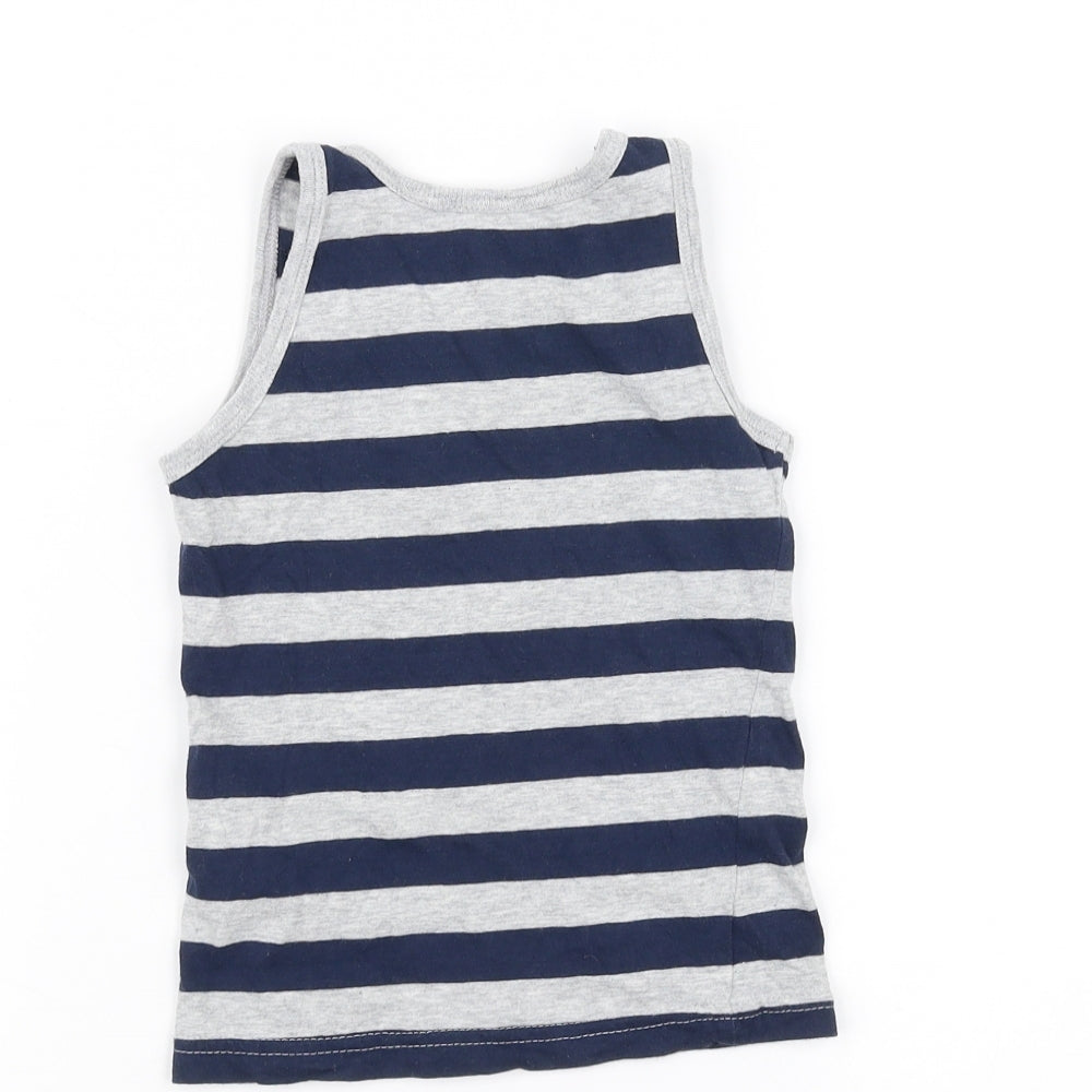 Preworn Girls Grey Striped Basic Tank Size 2-3 Years