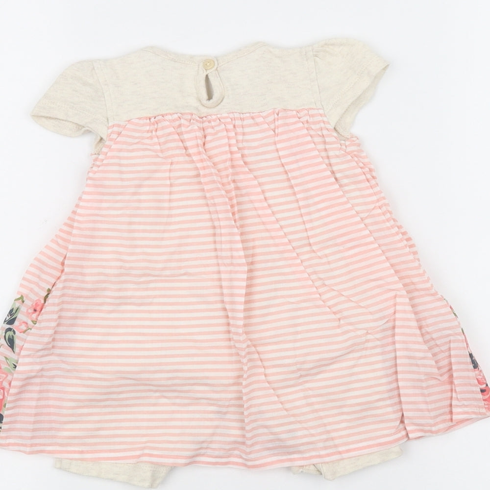 George Girls Pink Striped A-Line Size 9-12 Months