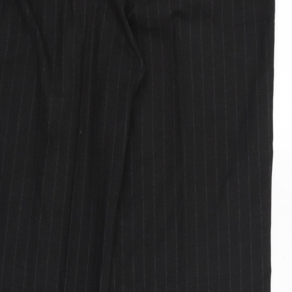 Preworn Womens Black Striped Trousers Size 12 L28 in