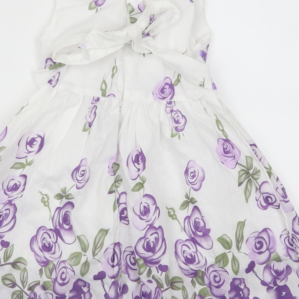 Sunboree Girls Purple Floral A-Line Size 4-5 Years