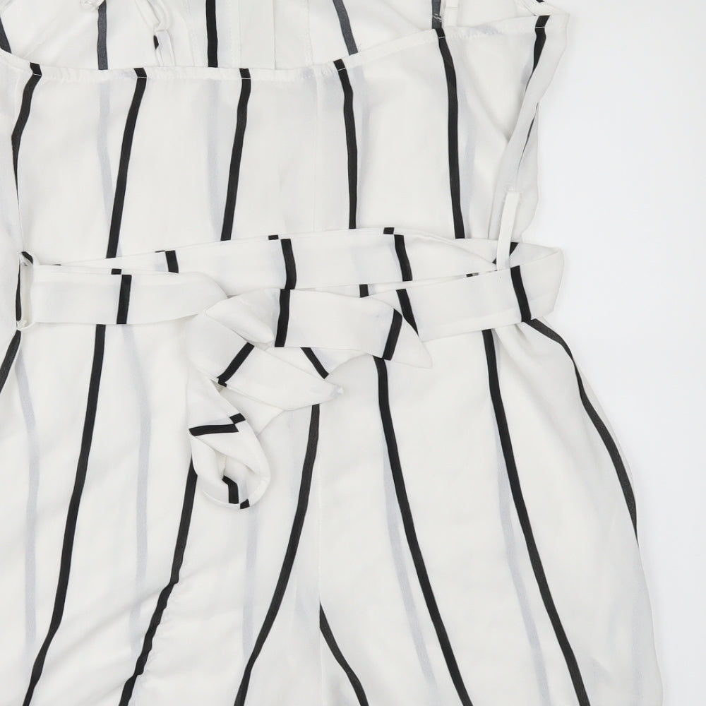 Preworn Womens White Striped Playsuit One-Piece Size S