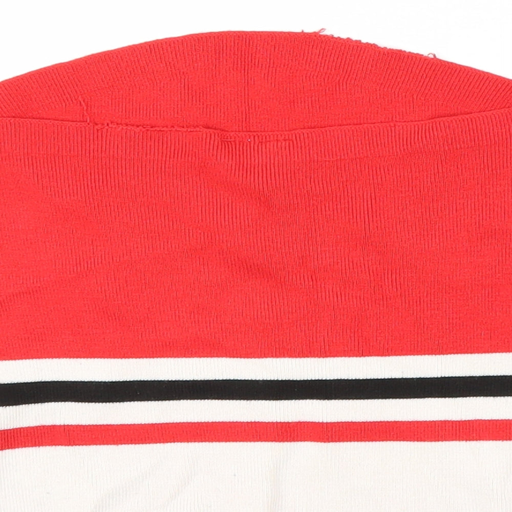H&M Girls Red Striped Pullover Jumper Size M - Cropped