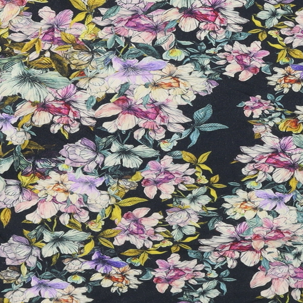H&M Womens Black Floral Basic T-Shirt Size 14