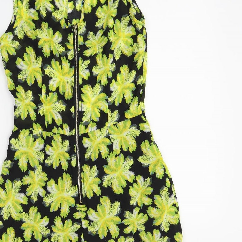 Red Chilli Womens Black Floral Playsuit One-Piece Size 8 L3 in