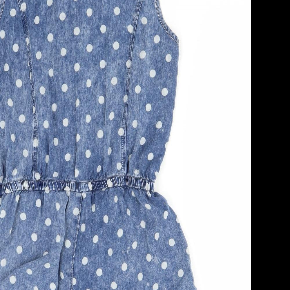 New Look Womens Blue Polka Dot Playsuit One-Piece Size 8