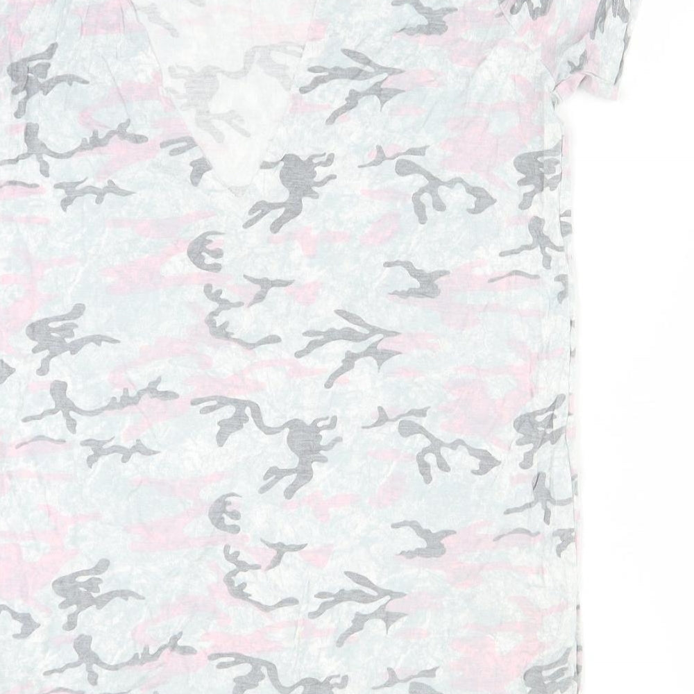 New Look Womens Grey Camouflage Basic T-Shirt Size 10