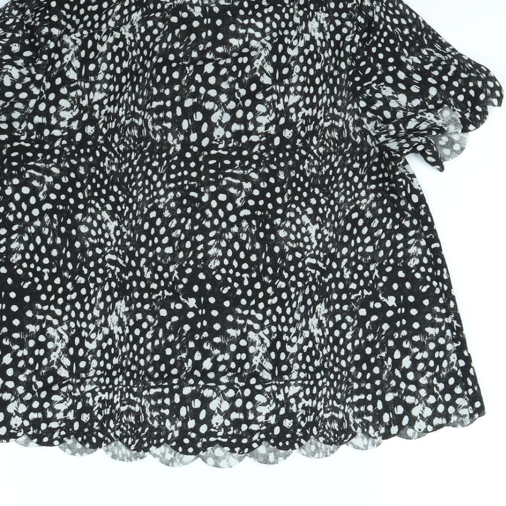 Topshop Womens Black Polka Dot Cropped T-Shirt Size 6
