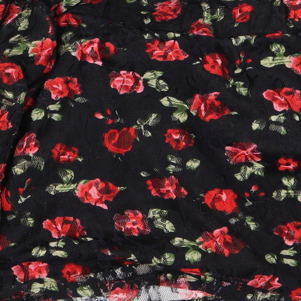 Primark Womens Black Floral Cropped Tank Size 12