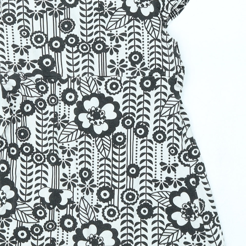 M&Co Girls Black Floral Skater Dress Size 6-7 Years