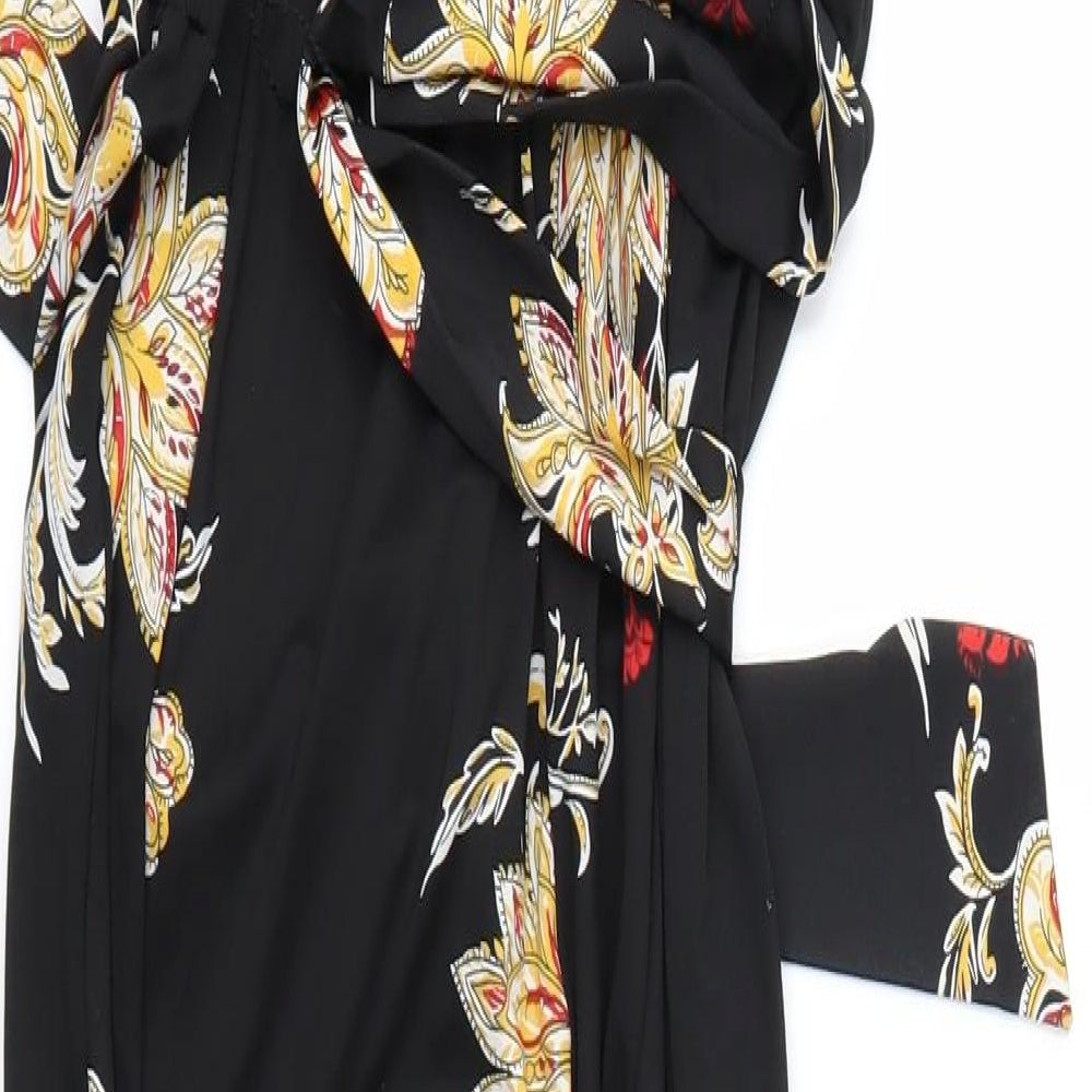 Per Una Womens Black Floral Jumpsuit One-Piece Size 14 L27 in