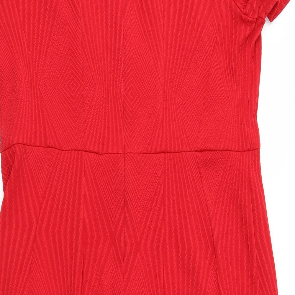 TU Womens Red Geometric Pencil Dress Size 14