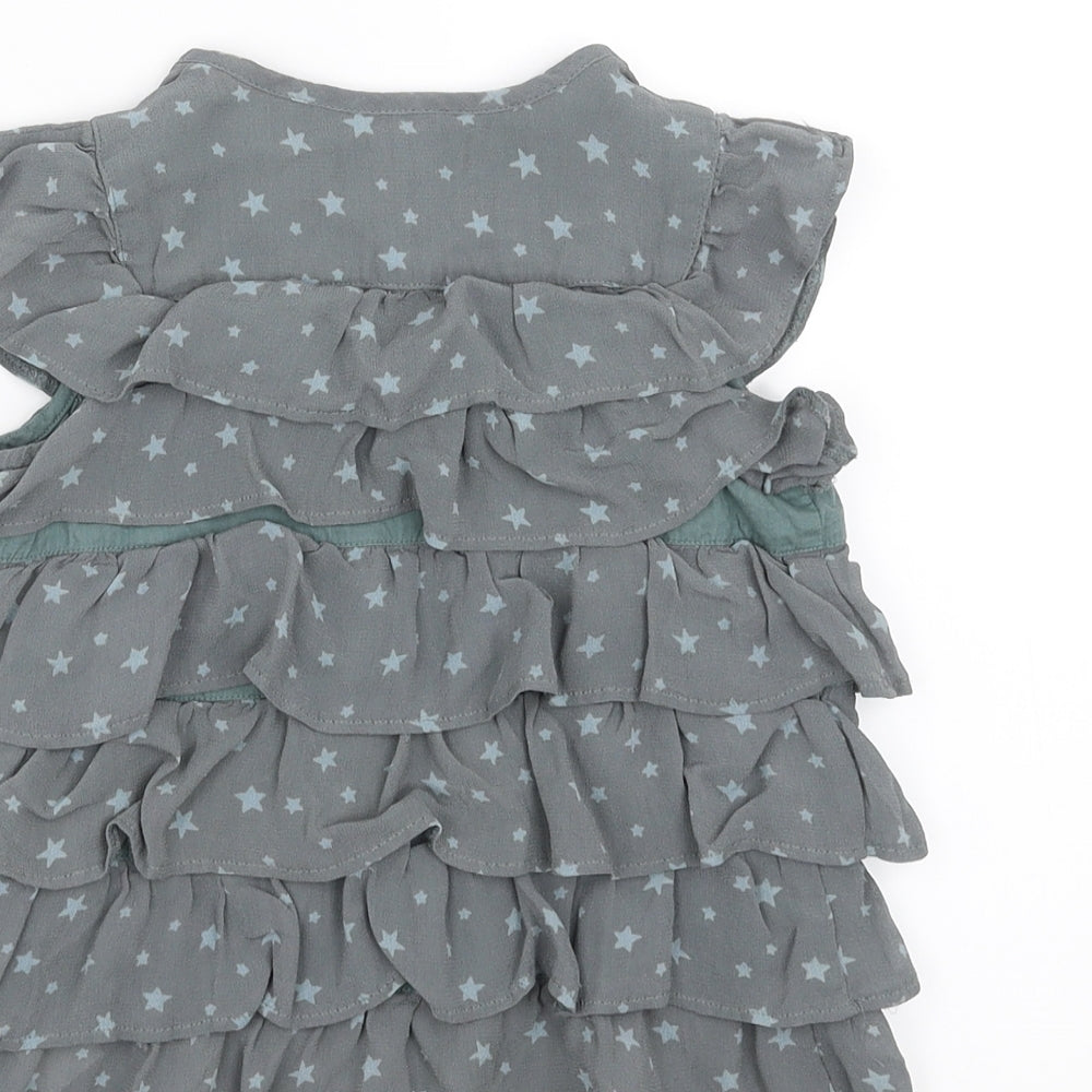 Marks and Spencer Girls Green Basic Blouse Size 2-3 Years - ruffle, stars