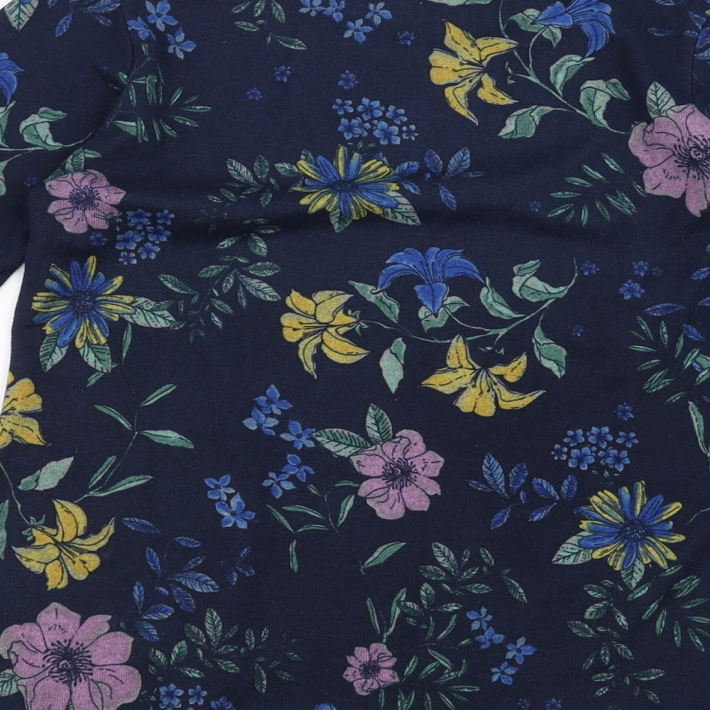 ISLE Womens Blue Floral Pullover Jumper Size 10