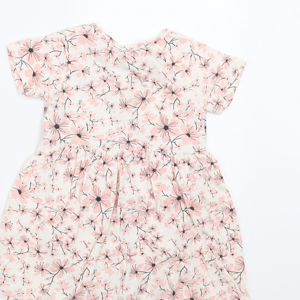 Preworn Girls Pink Floral T-Shirt Dress Size 12 Months