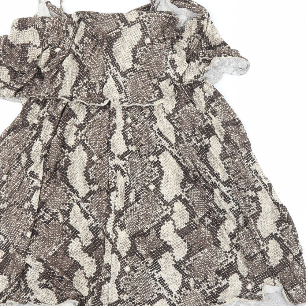 H&M Womens Beige Animal Print A-Line Size M - Snake print