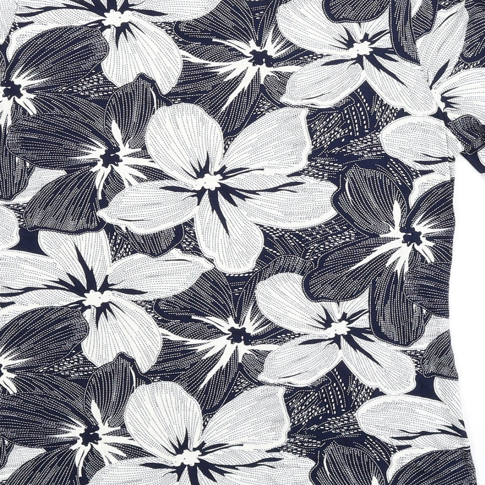 Saloos Womens Blue Floral Basic T-Shirt Size 14
