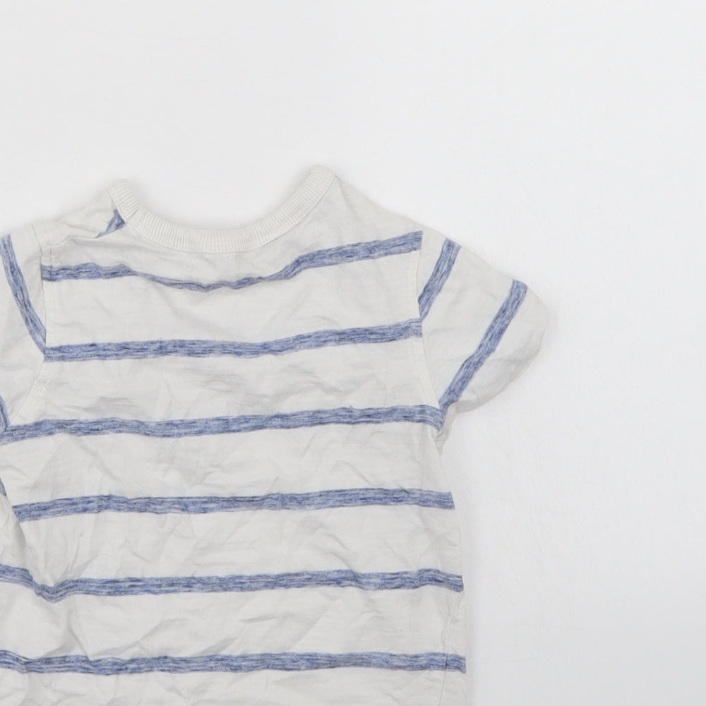 George Boys White Striped Basic T-Shirt Size 3-4 Years