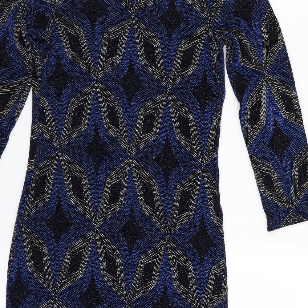 Primark Womens Multicoloured Argyle/Diamond Pencil Dress Size 10