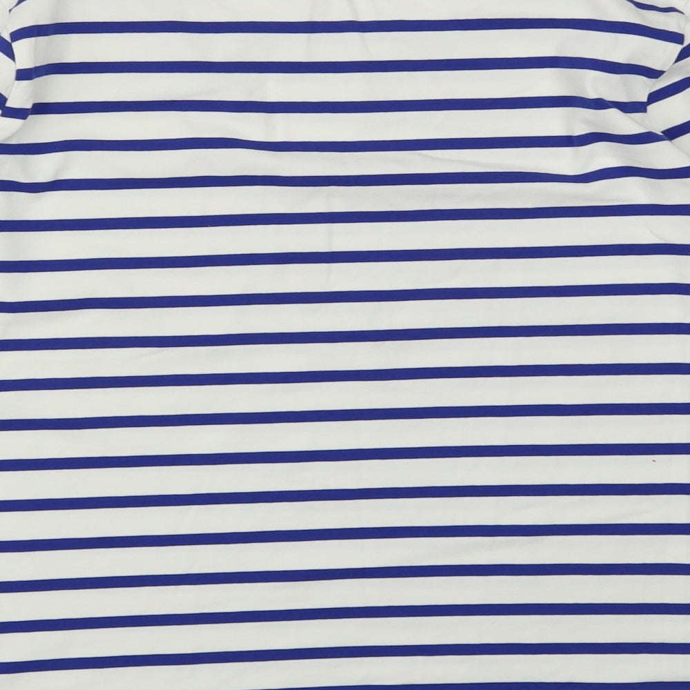 Preworn Womens Blue Striped Basic Polo Size M