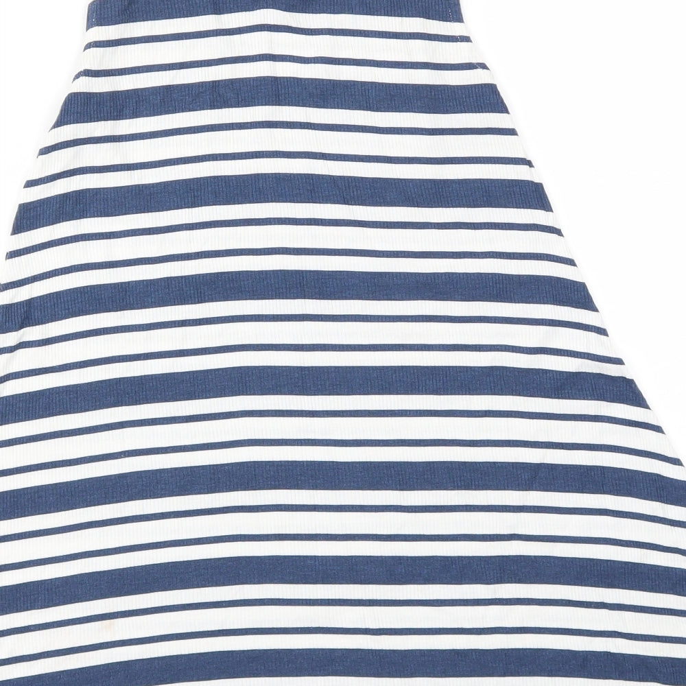 F&F Girls Blue Striped Fit & Flare Size 8-9 Years