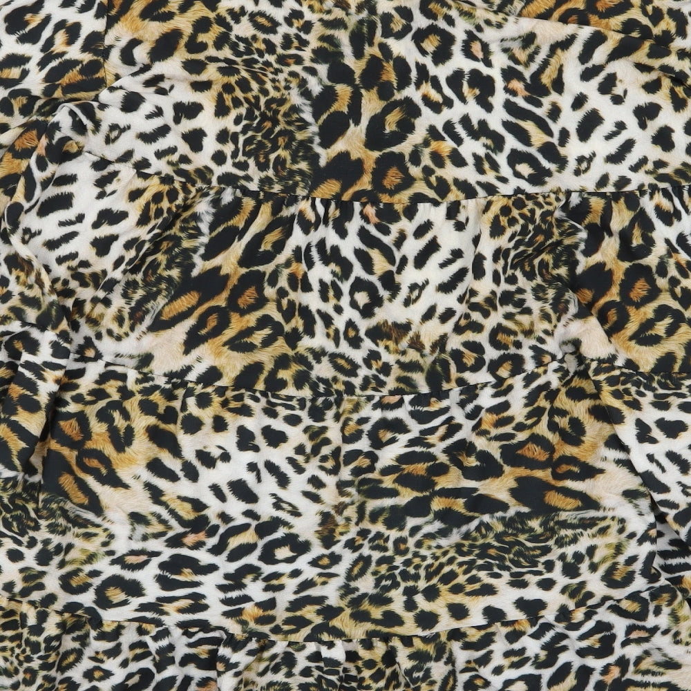 Preworn Womens Black Animal Print Shirt Dress Size L