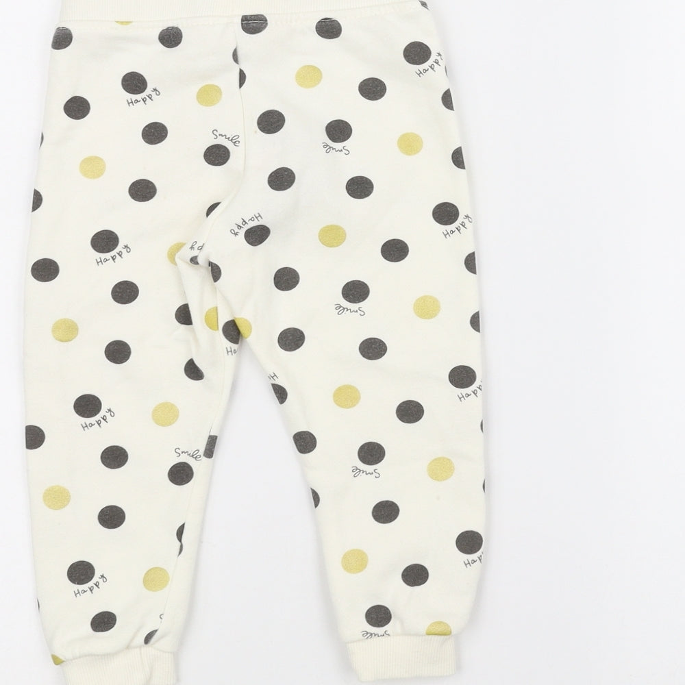 Primark Baby White Polka Dot Sweatpants Trousers Size 12-18 Months