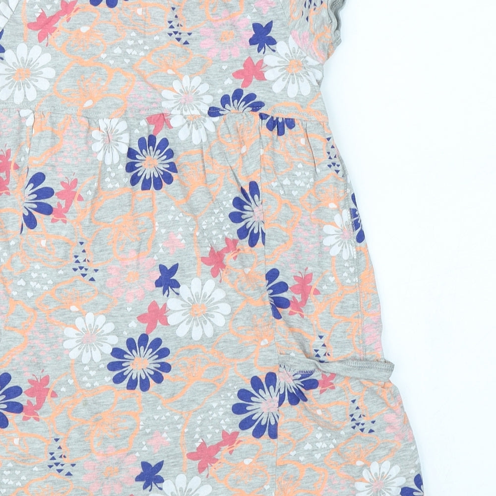 Indigo Girls Grey Floral A-Line Size 9 Years