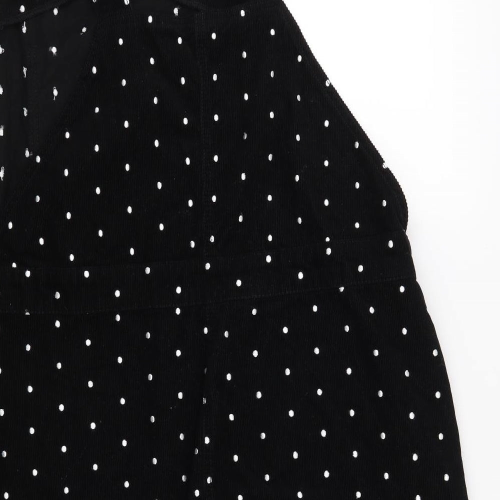 TU Womens Black Polka Dot Corduroy Pinafore/Dungaree Dress Size 22