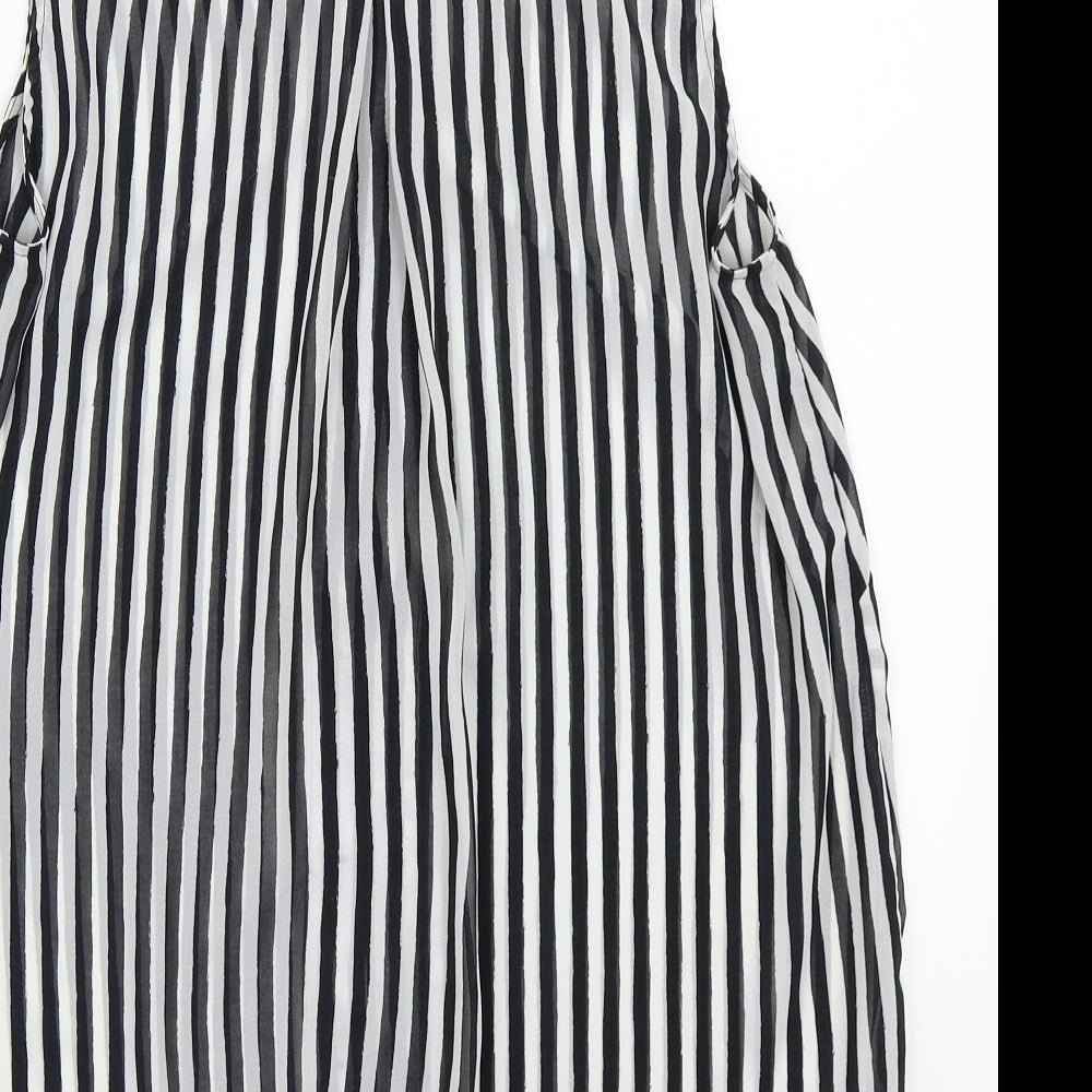 H&M Womens White Striped Basic Button-Up Size L