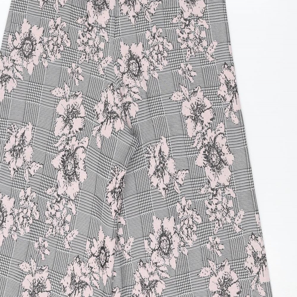 Primark Womens Black Floral Trousers Size 10 L21 in