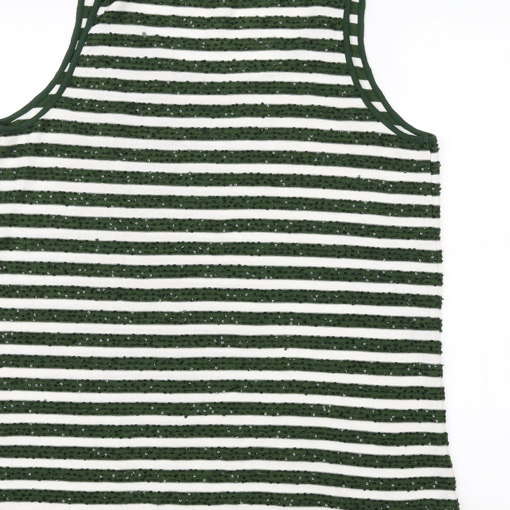 NEXT Womens White Striped Basic Tank Size 8